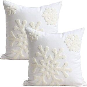 Canvas Winter Snowflake Style Cotton Embroidery Throw Pillows for Kids Bedding